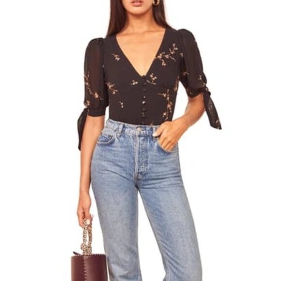 Reformation Ani Floral Top / Blouse In Wildflower, Size 12 - Great Condition - Picture 3 of 8